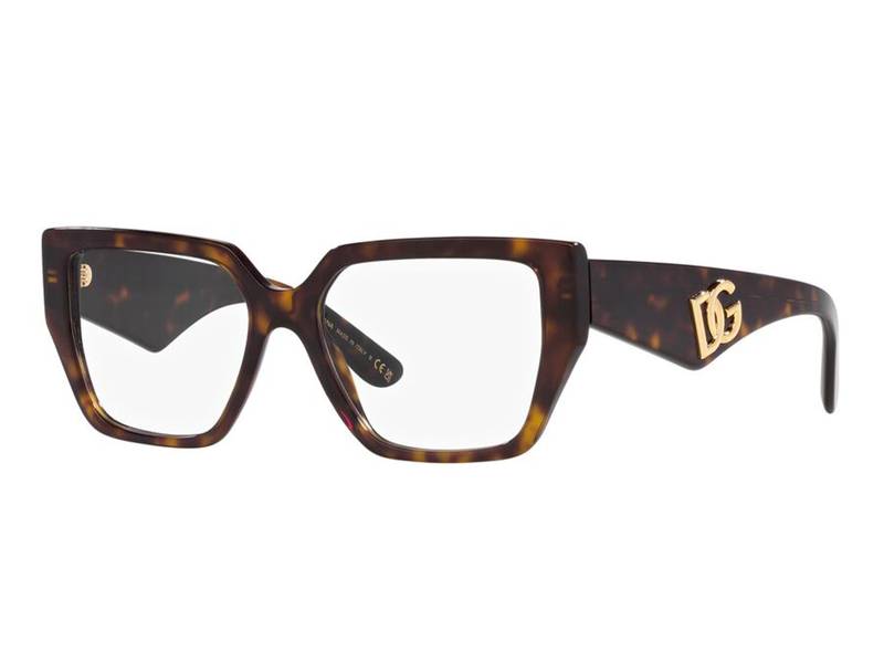 Dolce & Gabbana DG3373 502 , Occhiali Da Vista Graduati , Prova Online , Plastica , Misura M , Quadrati, Cat Eye , Marrone, Havana , Adrialenti