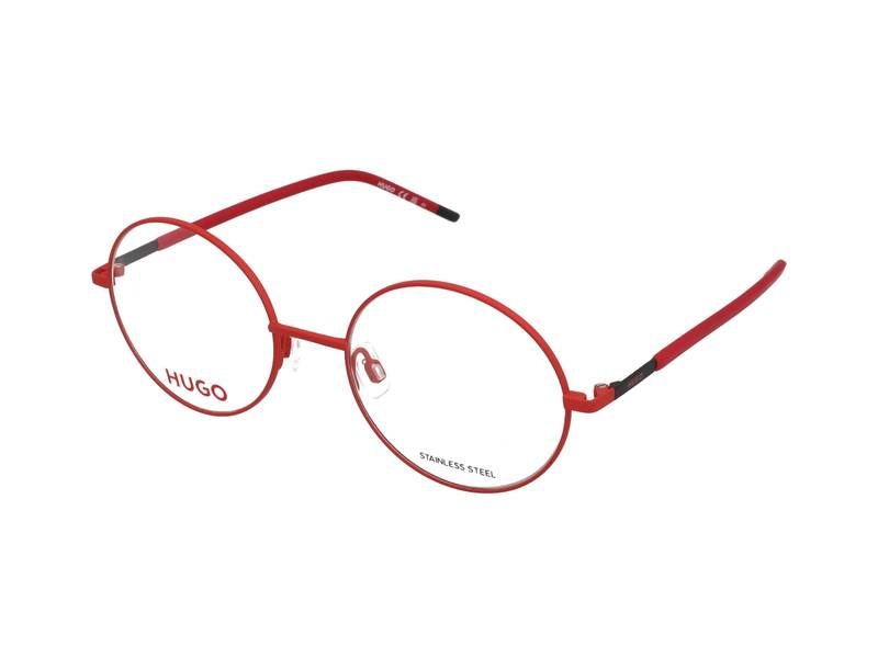 Hugo Boss HG 1240 0A4 , Occhiali Da Vista Graduati , Metallo , Misura M , Tondi , Nero, Rosso , Adrialenti