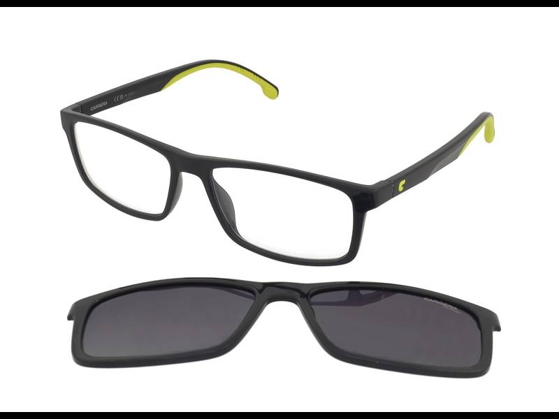 Carrera CA8065/CS 3U5/WJ , Occhiali Da Vista Con Clip Da Sole , Prova Online , Plastica , Misura M , Rettangolari , Verde, Grigio , Adrialenti