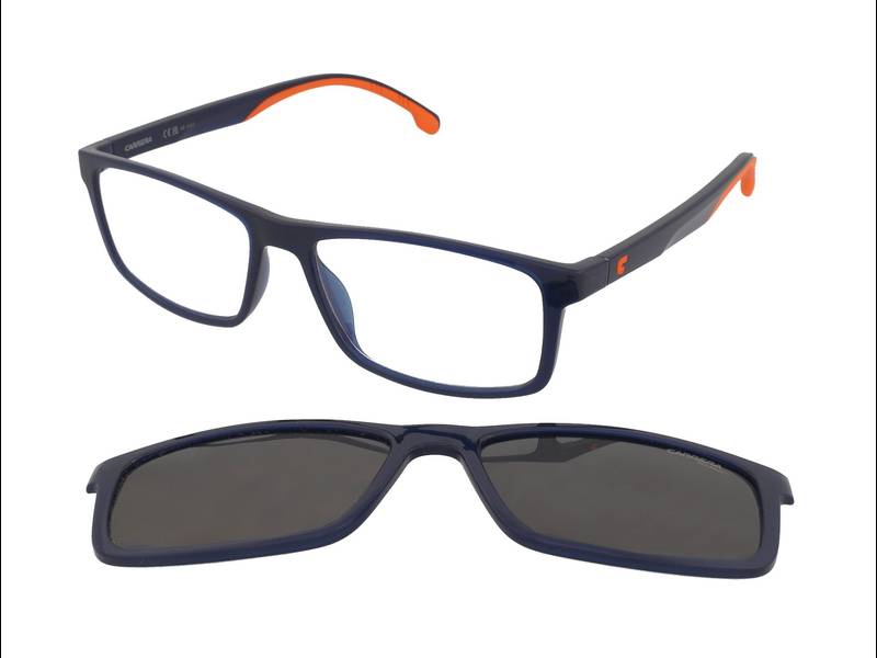 Carrera CA8065/CS RTC/M9 , Occhiali Da Vista Con Clip Da Sole , Prova Online , Plastica , Misura M , Rettangolari , Blu, Arancio , Adrialenti