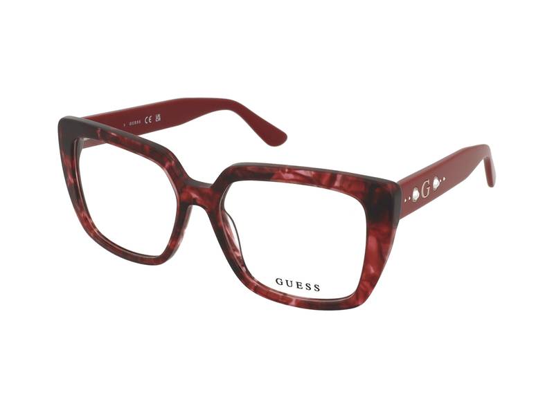 Guess GU50174 068 , Occhiali Da Vista Graduati , Plastica , Misura M , Quadrati , Rosa, Trasparente, Bordeaux , Adrialenti