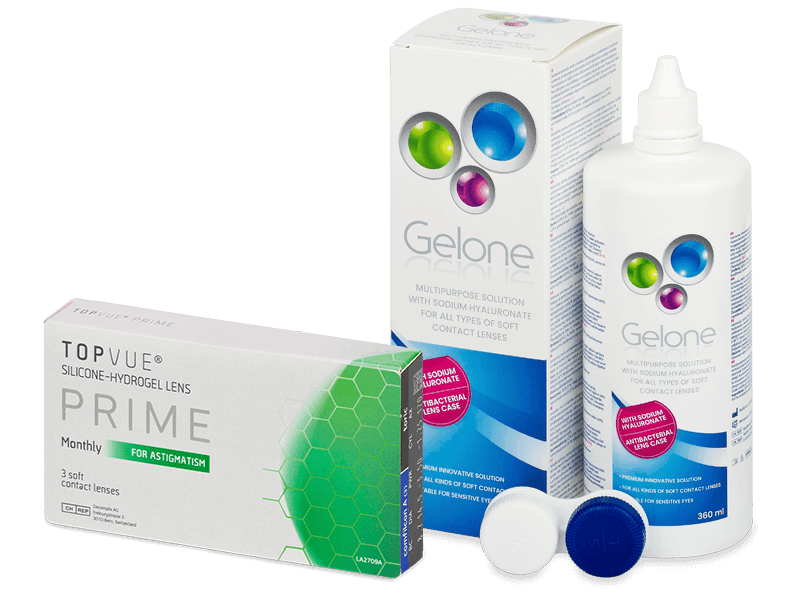 TopVue Prime for Astigmatism (3 čočky) + roztok Gelone 360 ml