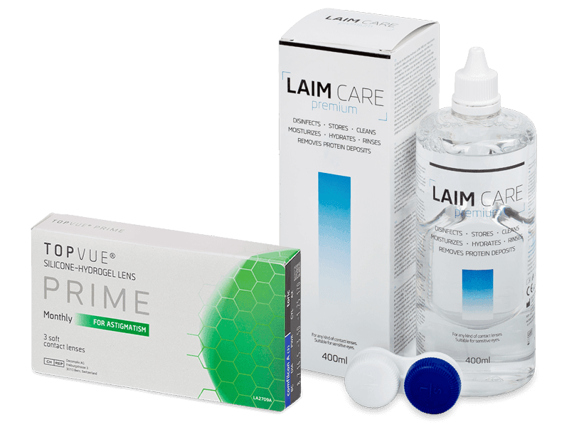 TopVue Prime for Astigmatism (3 čočky) + roztok Laim Care 400 ml