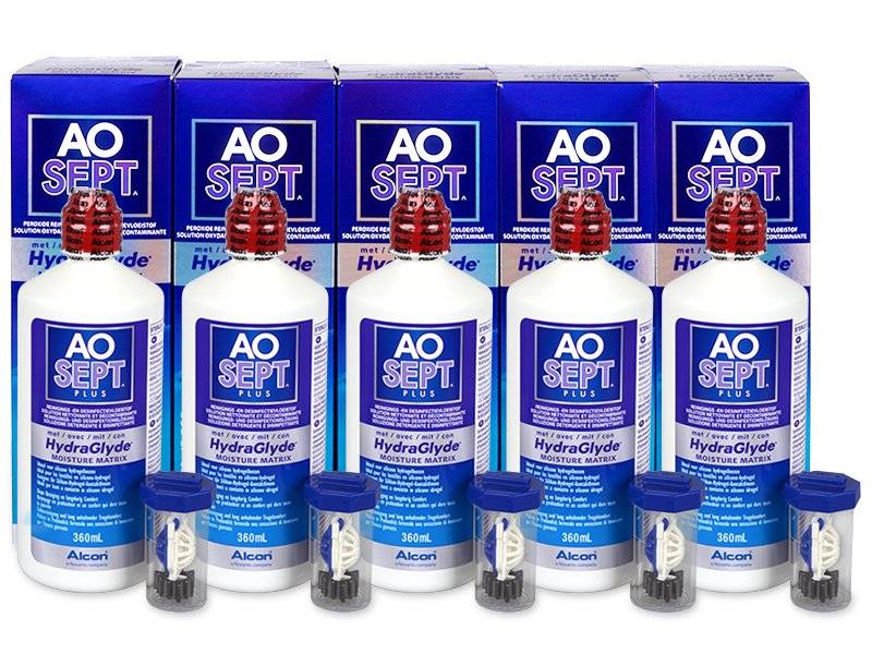 Alcon Υγρό AO SEPT PLUS HydraGlyde 5x 360 ml